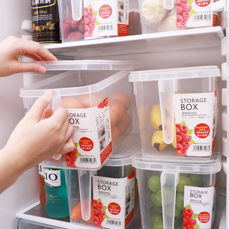 Square Handle Food Storage Organizer Boxes Sealed Home Organizer Food Container Refrigerator Storage Boxes