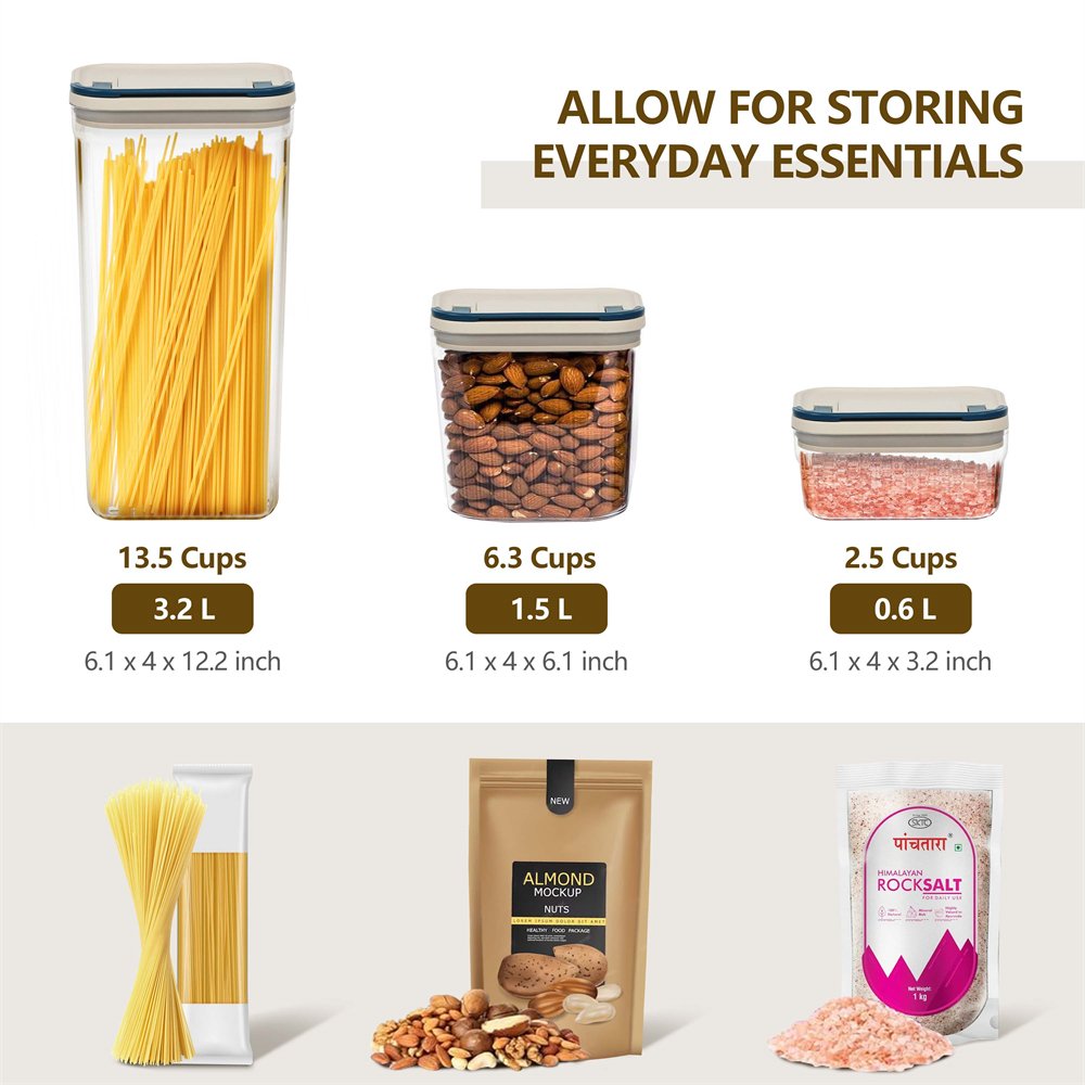 LINK LIFE 3.2L 1.5L 0.6L 100% Leakpoof Plastic Kitchen Cereal Food Organizer Storage Airtight Container with Lid For Flour Sugar