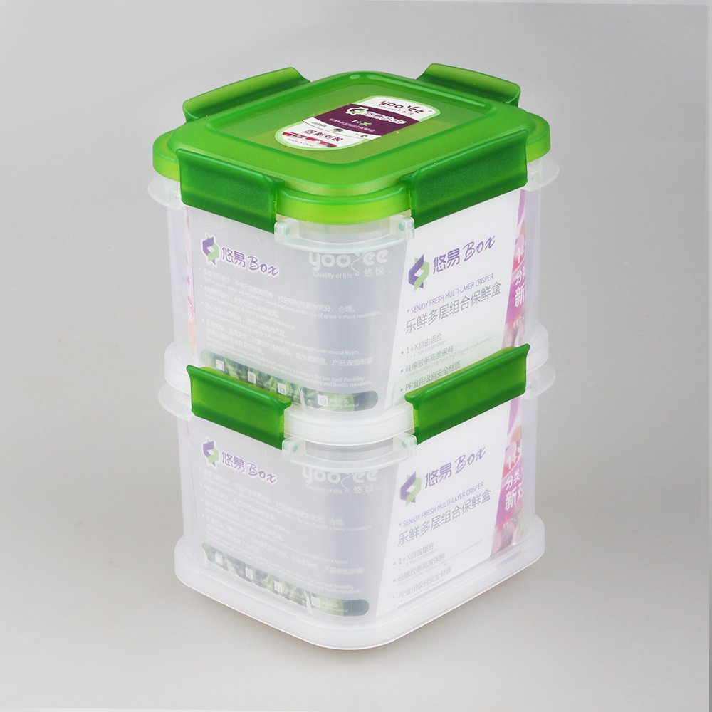 Layers Click Lock Crisper Box Storage Boxes & Bins Food Container with Lid Clear Plastic NEW Modern Promotional Gift Cube Size 2