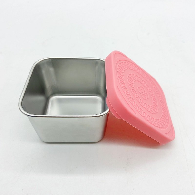 Food Storage Container with Silicone Lid Lunch Box Dustproof Preservation Box Wholesale 304 Stainless Steel Kitchen Custom