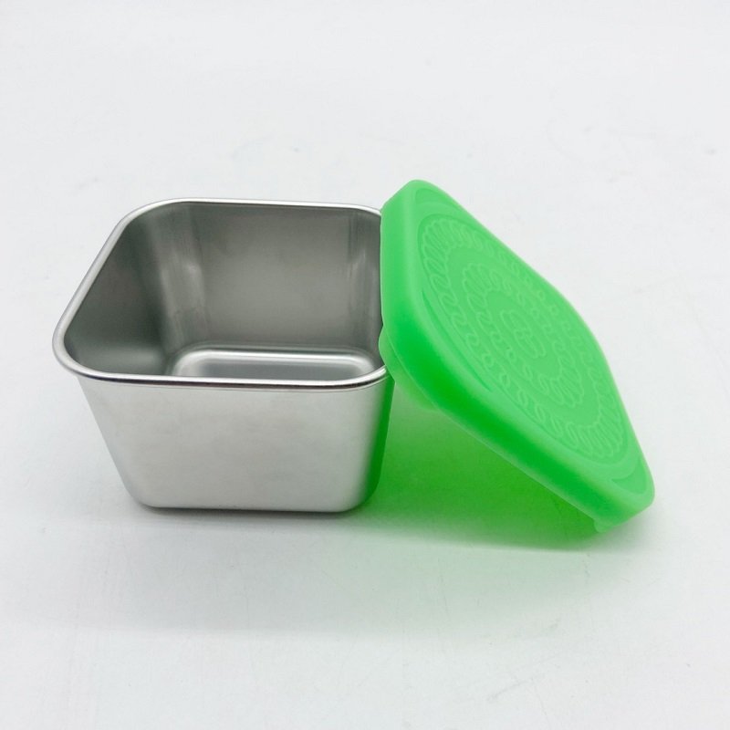 Food Storage Container with Silicone Lid Lunch Box Dustproof Preservation Box Wholesale 304 Stainless Steel Kitchen Custom