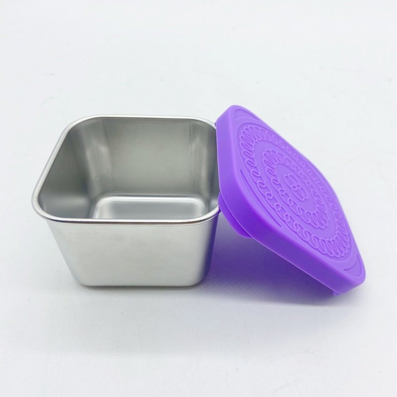 Food Storage Container with Silicone Lid Lunch Box Dustproof Preservation Box Wholesale 304 Stainless Steel Kitchen Custom