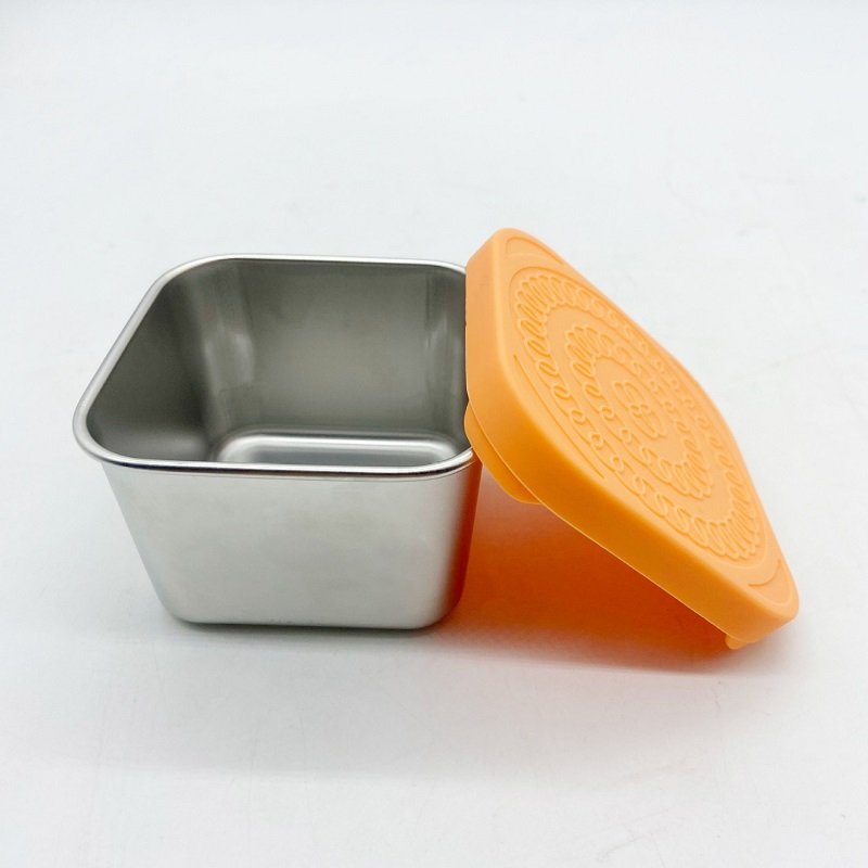 Food Storage Container with Silicone Lid Lunch Box Dustproof Preservation Box Wholesale 304 Stainless Steel Kitchen Custom