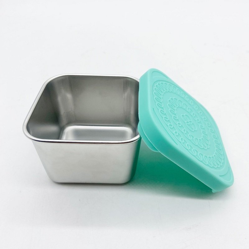 Food Storage Container with Silicone Lid Lunch Box Dustproof Preservation Box Wholesale 304 Stainless Steel Kitchen Custom