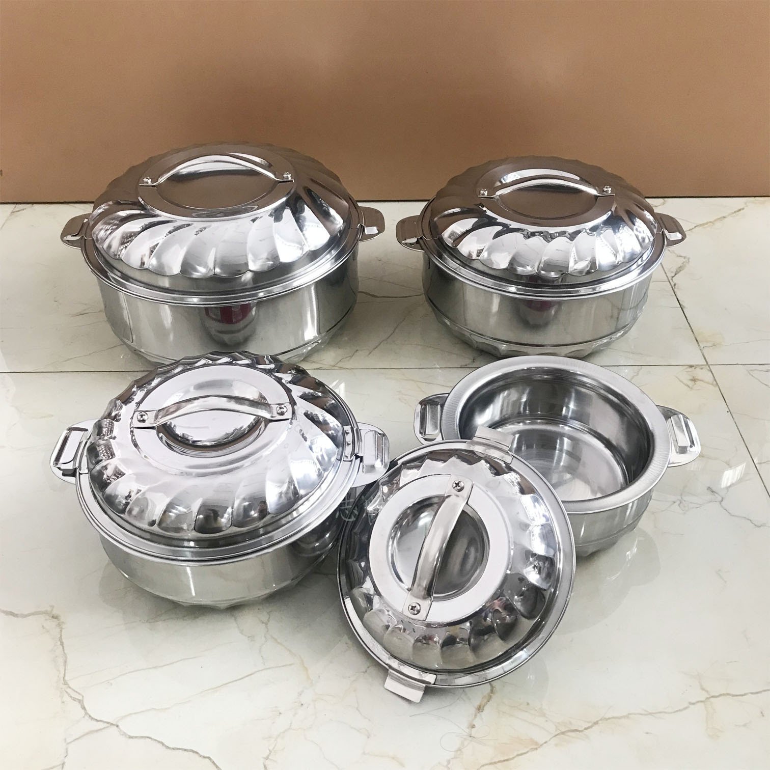 Cooking Casseroles round food warmer set insulated for food warmers for home use 4pc 6pc double-layer heat preservation pot