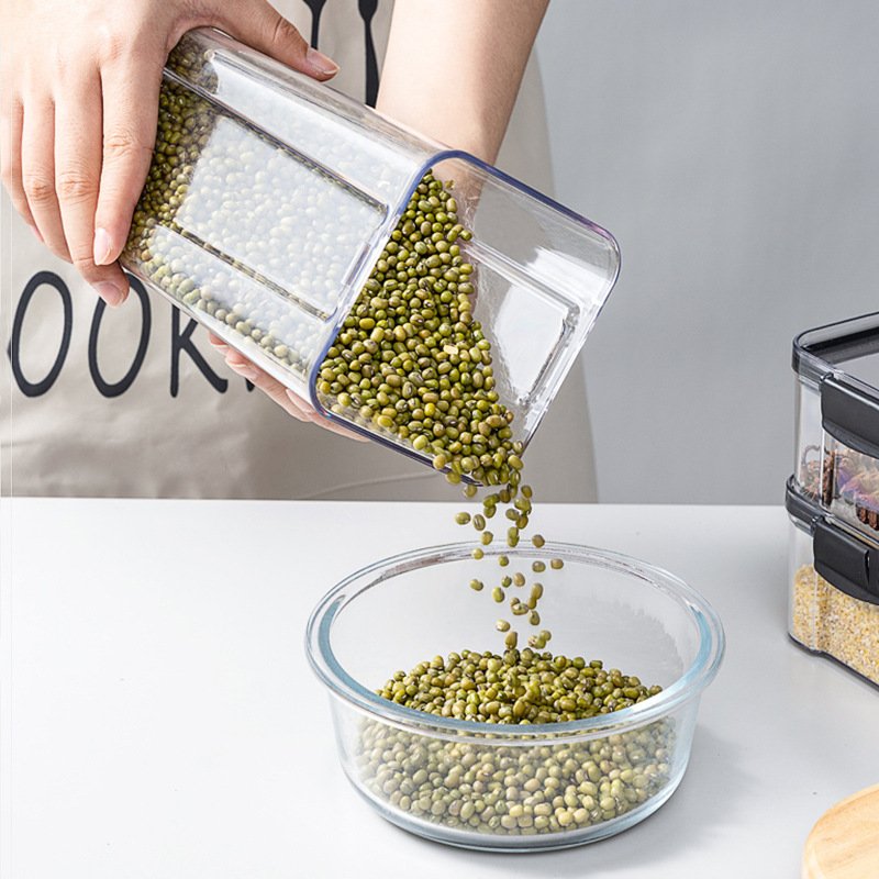 Transparent PET Sealed Cans Clear Kitchen Sealed Dry Food Storage Organizer Airtight Dry Food Storage Container Storage Box