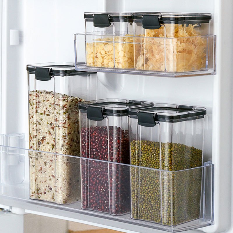 Transparent PET Sealed Cans Clear Kitchen Sealed Dry Food Storage Organizer Airtight Dry Food Storage Container Storage Box