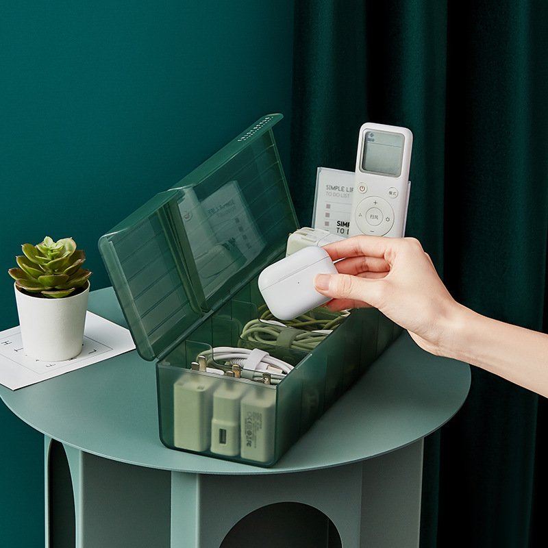 wholesale Desktop data cable storage mobile phone charger charging cable sorting grid winder power cord storage box