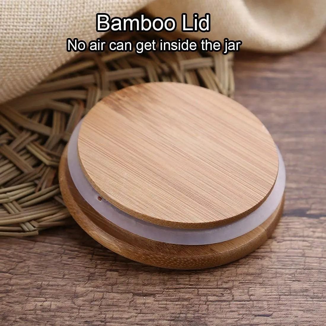 wholesale hot sale stacked glass food storage spice jars food storage containers with bamboo lid glass storage canister