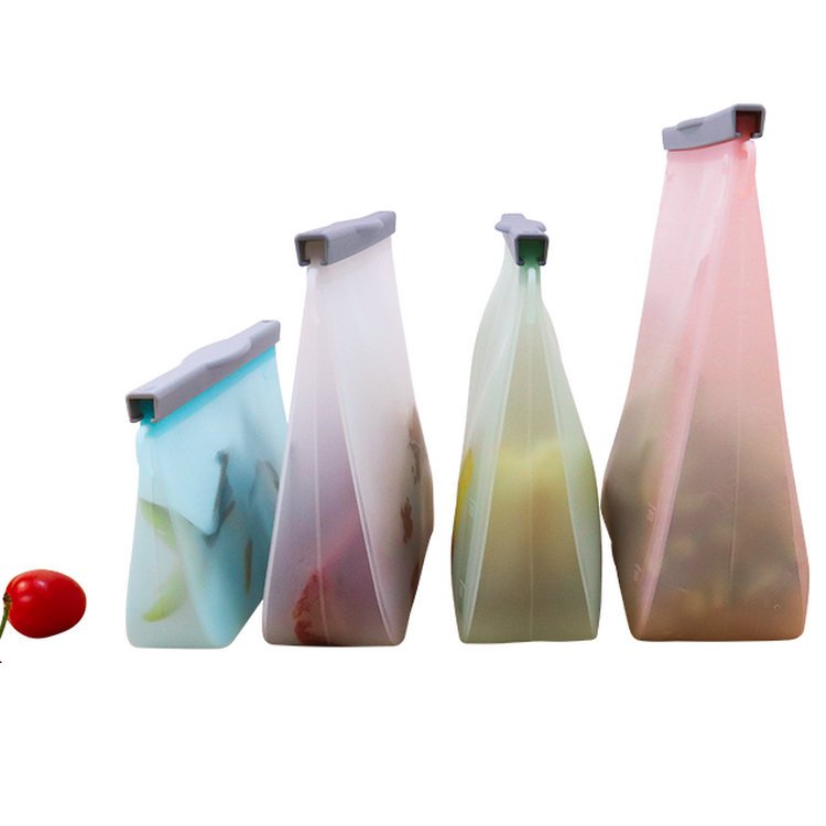 Multiuse Silicon Bag Reusable Stand Up Silicone Food Grade Safe Waterproof Ziplock Bag Food Storage Container Fresh Freezer Bags