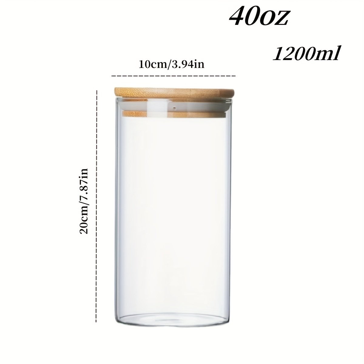 YOLOWE HOME 4-Pack 1200 ml Borosilicate Glass Sealed Jars 40 oz Large Capacity Bamboo Lid Clear Spice Jars Kitchen Storage Jars