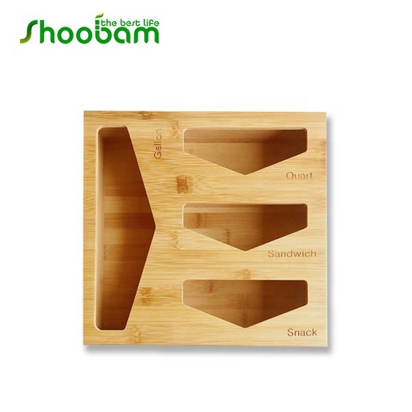 Glad Plastic Bag Container Food Storage Bags Wood Drawer Organizer Bamboo Sandwich Bag Organizer Box