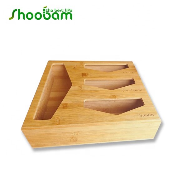 Glad Plastic Bag Container Food Storage Bags Wood Drawer Organizer Bamboo Sandwich Bag Organizer Box