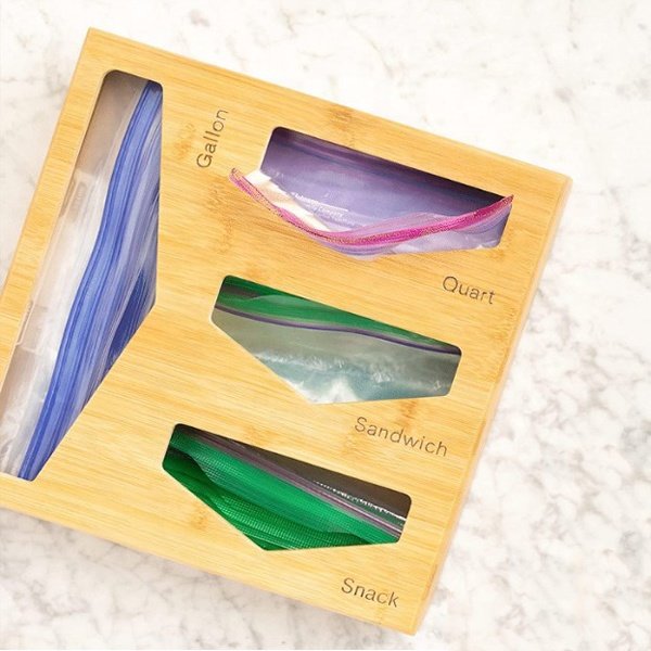 Glad Plastic Bag Container Food Storage Bags Wood Drawer Organizer Bamboo Sandwich Bag Organizer Box