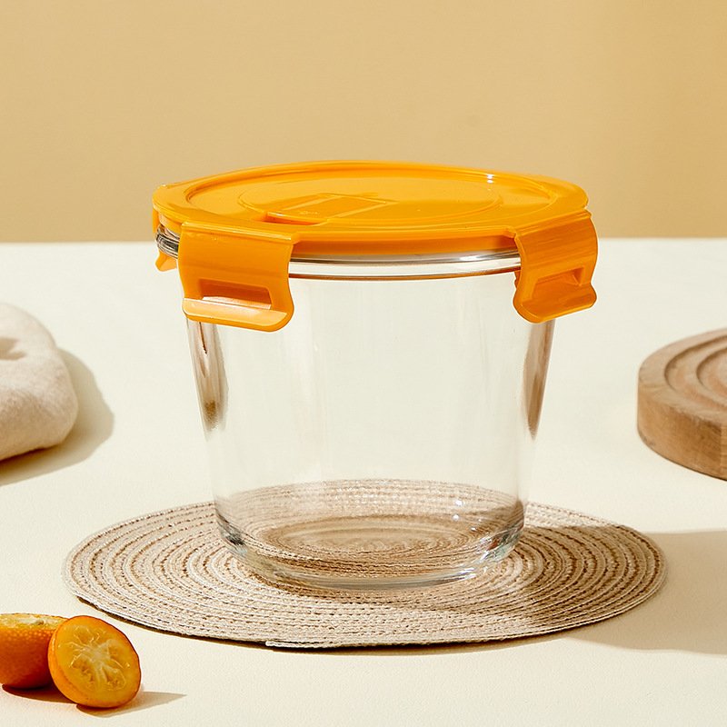 Promotional Newly Cute Glassware Food Airtight Glass Food Storage Containers Refrigerator Freezer Kitchen Storage Clear Design