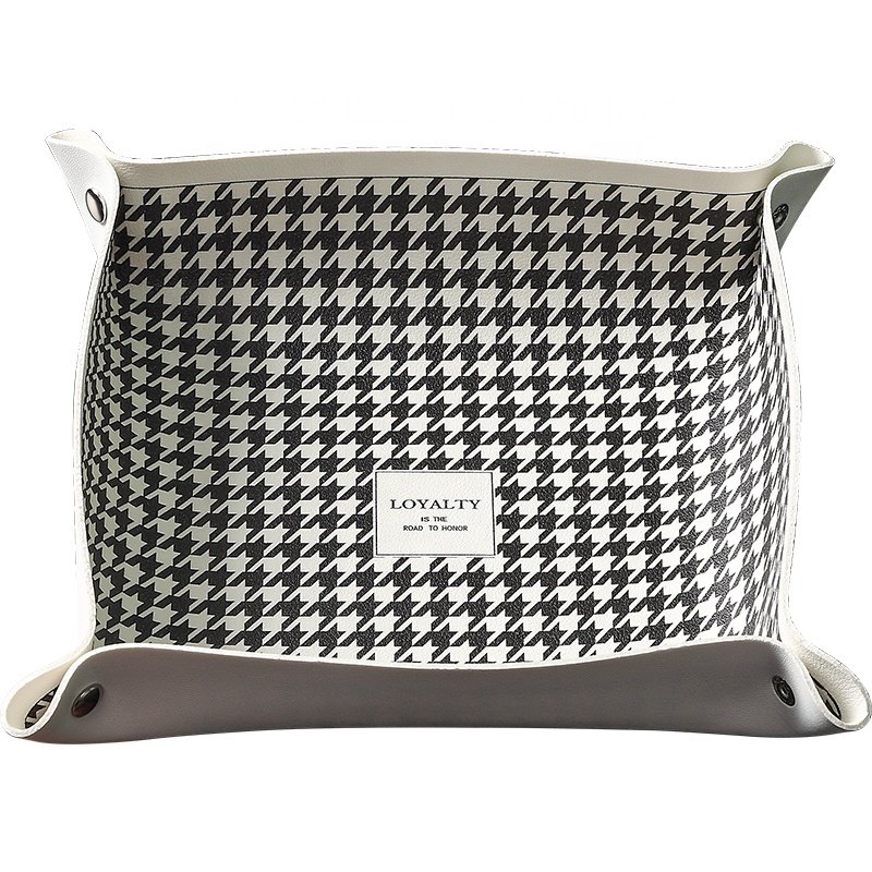 Nordic simple houndstooth storage plate key jewelry lipstick cosmetics desktop shoe cabinet dormitory storage box