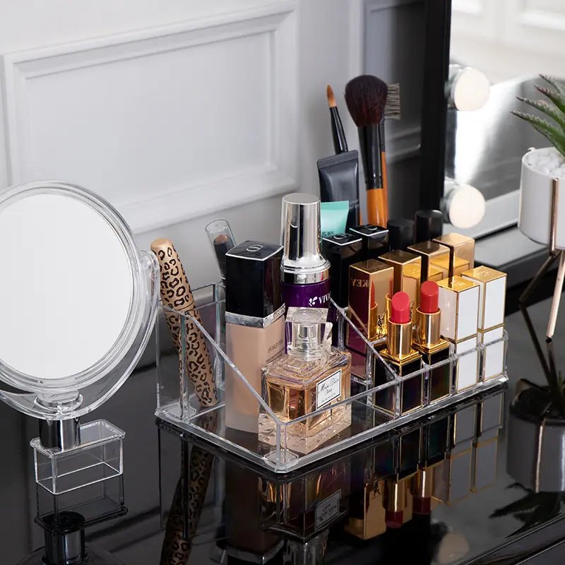 Transparent dresser office cosmetic jewelry drawer storage box clear multilayers plastic desk makeup organizer with divides