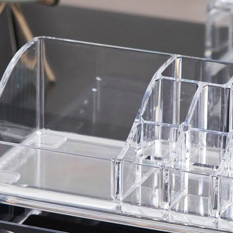 Transparent dresser office cosmetic jewelry drawer storage box clear multilayers plastic desk makeup organizer with divides