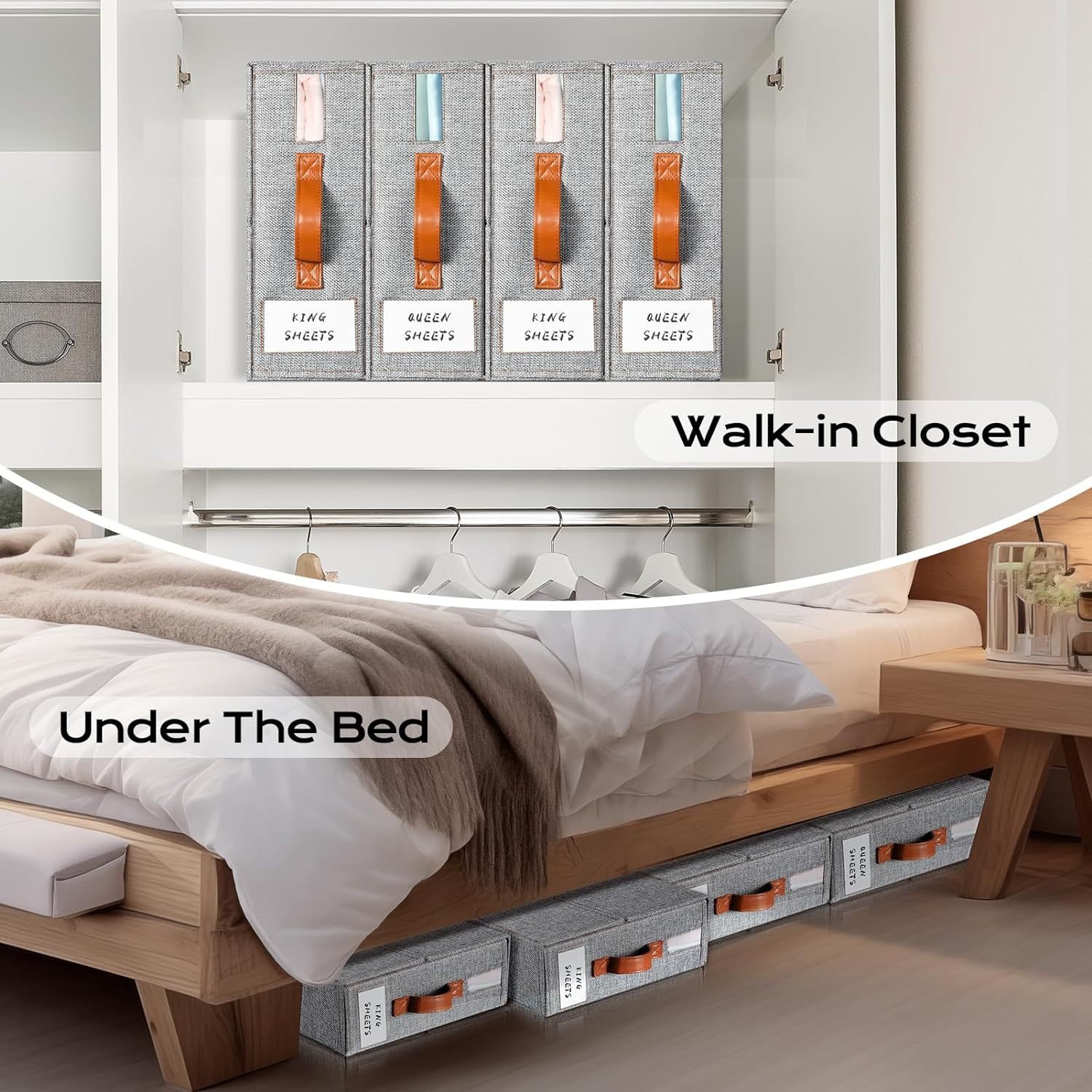 2024 Factory 4 Pack Closet Linen Storage Box Case Pillow Bed Sheet Straps Bands Set Organizer With Handle