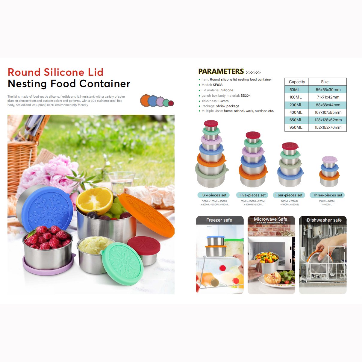 2021 Best Stainless Steel Lunch Boxes with Silicone Lids/Kids Lunch Food Storage Containers/Stackable box for Baby Food, Snacks