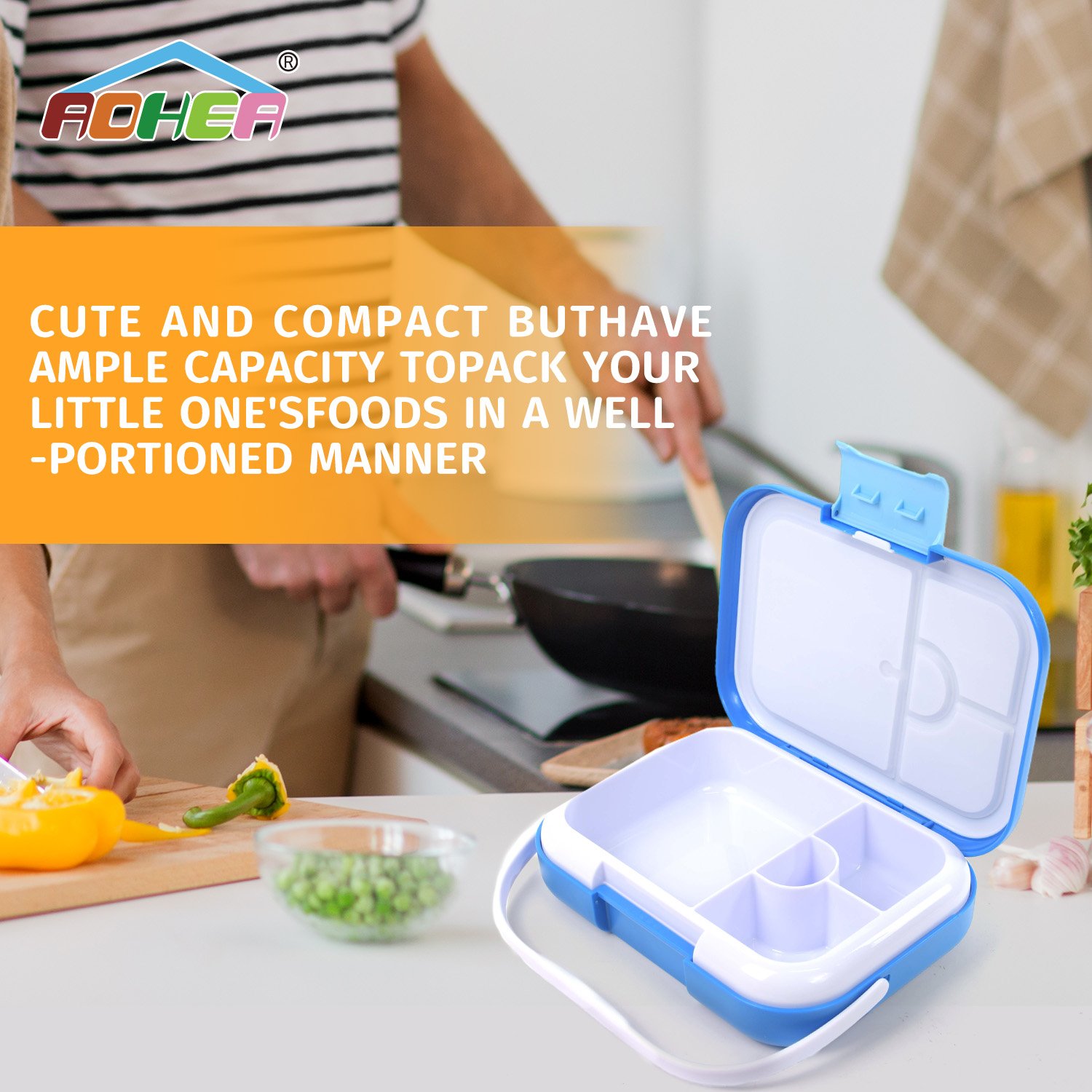 Aohea Portable Fresh Chill Leak-Proof PP Kids' Lunch Boxes Kids Children Lunch Box