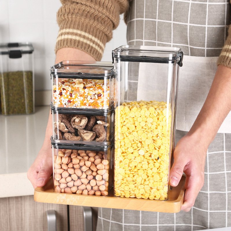 Creative House kitchen dry food nuts fruit fresh transparent 5 pieces plastic box airtight storage container set with lid