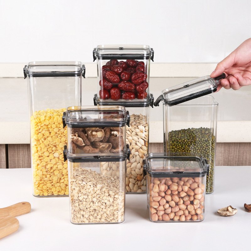 Creative House kitchen dry food nuts fruit fresh transparent 5 pieces plastic box airtight storage container set with lid