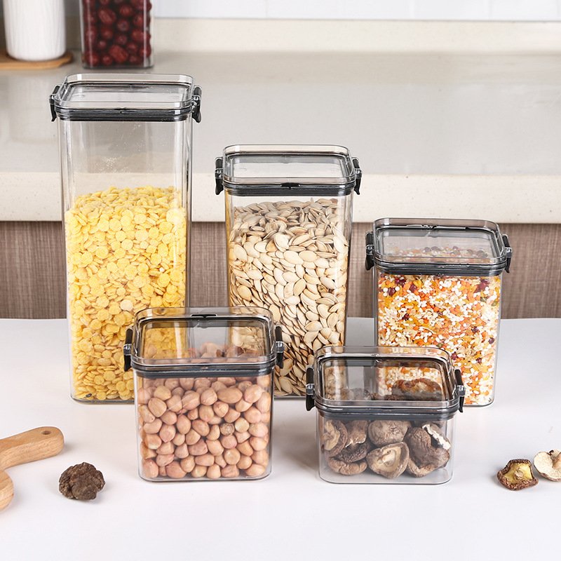 Creative House kitchen dry food nuts fruit fresh transparent 5 pieces plastic box airtight storage container set with lid