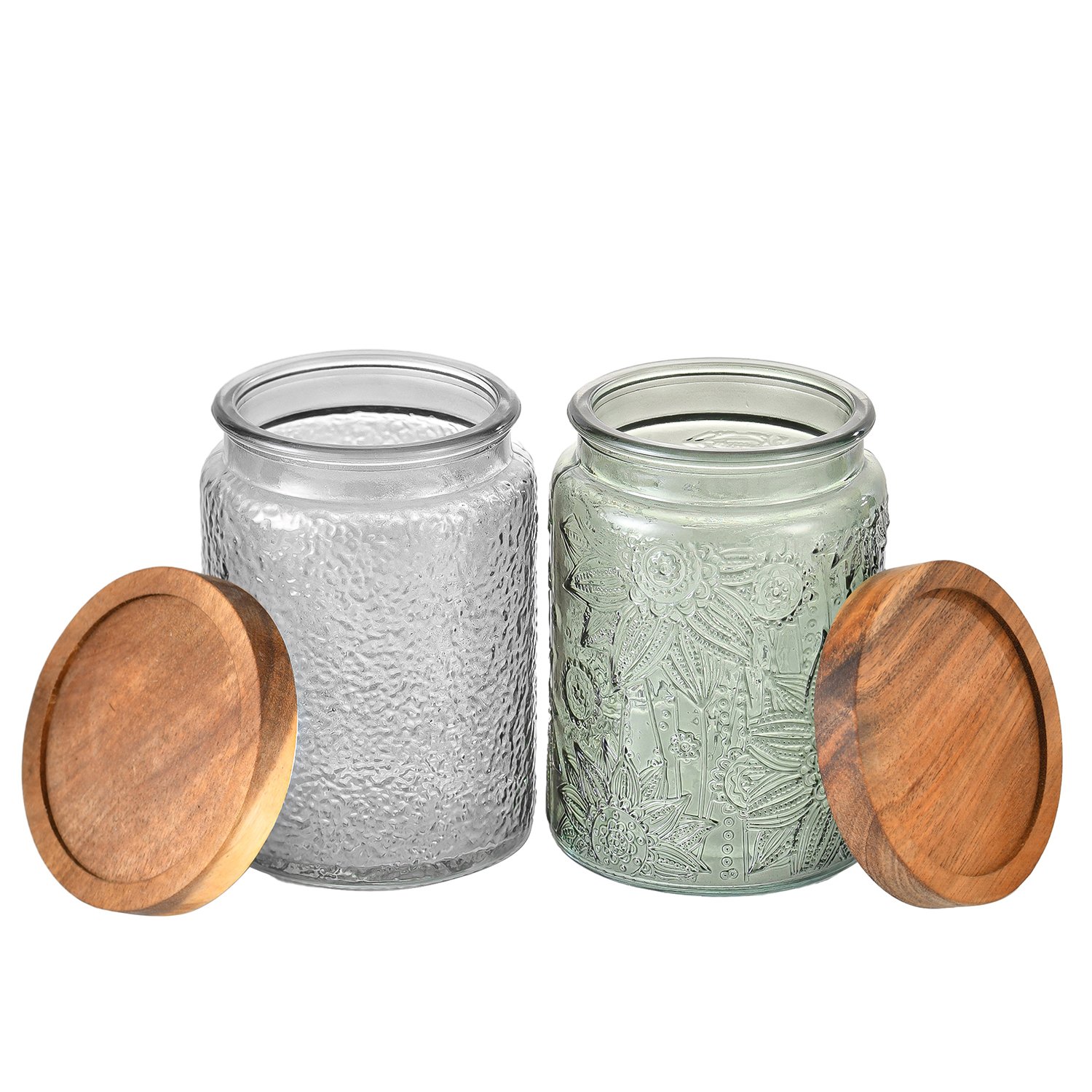 Best Selling Embossed Borosilicate Glass Food Storage Container Set Glass Storage Food Jars