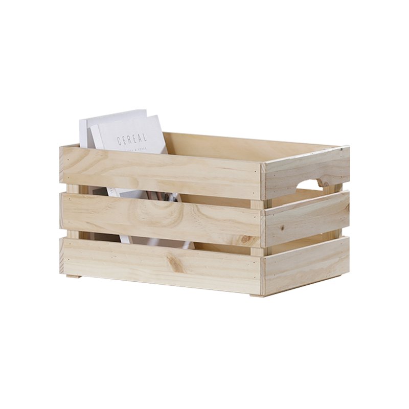 Solid Wood Batten Small Floor Type Storage Box Household Living Room Organizer Bin