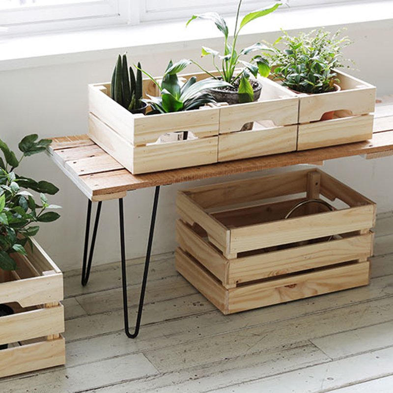 Solid Wood Batten Small Floor Type Storage Box Household Living Room Organizer Bin