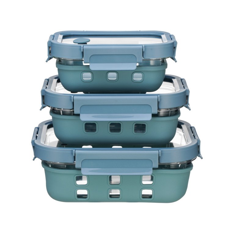 IKOO Airtight glass food storage container set with lid Microwave, Oven, Freezer and Dishwasher Friendly