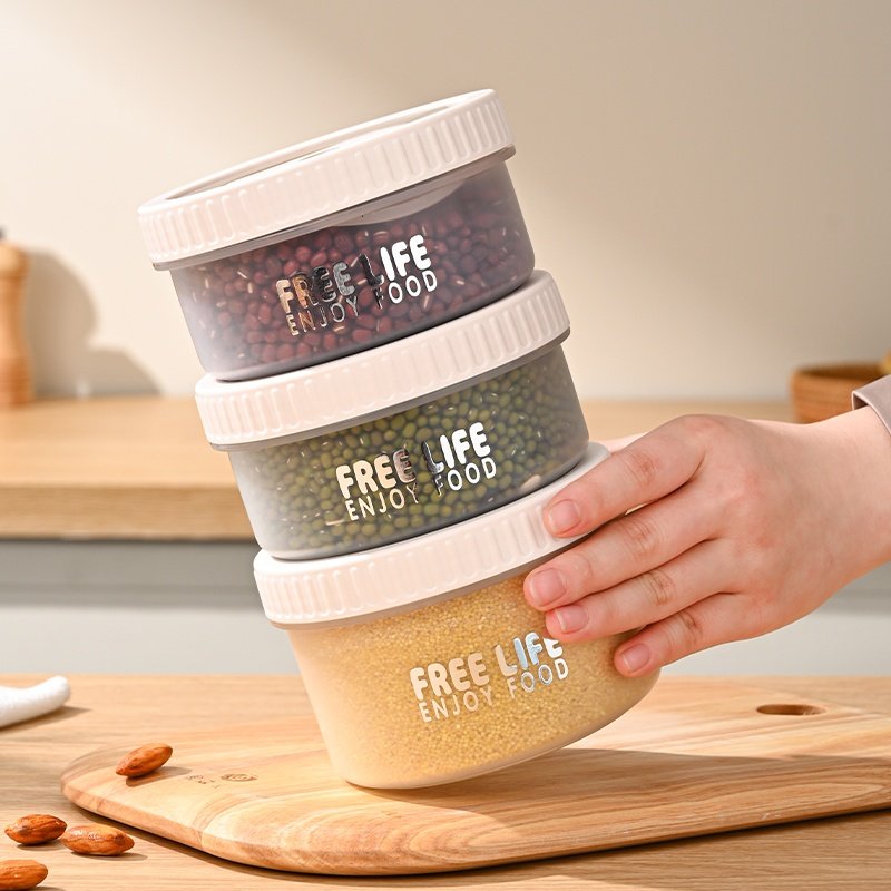 Outdoor Portable Plastic Airtight Stackable Cereal Refrigerator Sealed Jar Food Storage Containers Set With Lids and Handle