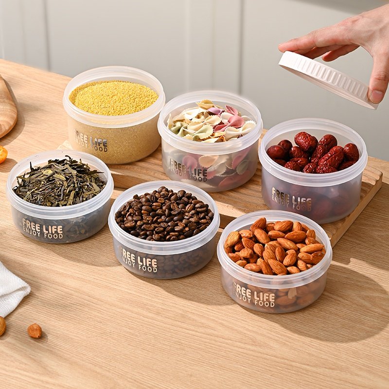 Outdoor Portable Plastic Airtight Stackable Cereal Refrigerator Sealed Jar Food Storage Containers Set With Lids and Handle