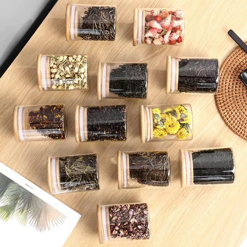 High Borosilicate Glass Food Storage Canisters Kitchen Seasoning Container 12pcs Eco friendly Glass Jar Set with Bamboo Lid