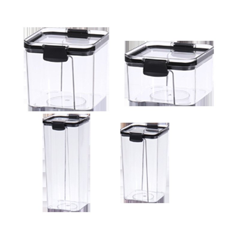 Whole Grain Storage Box Container Food Cans Sealed Transparent Kitchen Plastic Multifunction Cylinder Modern Sustainable 2 Pcs
