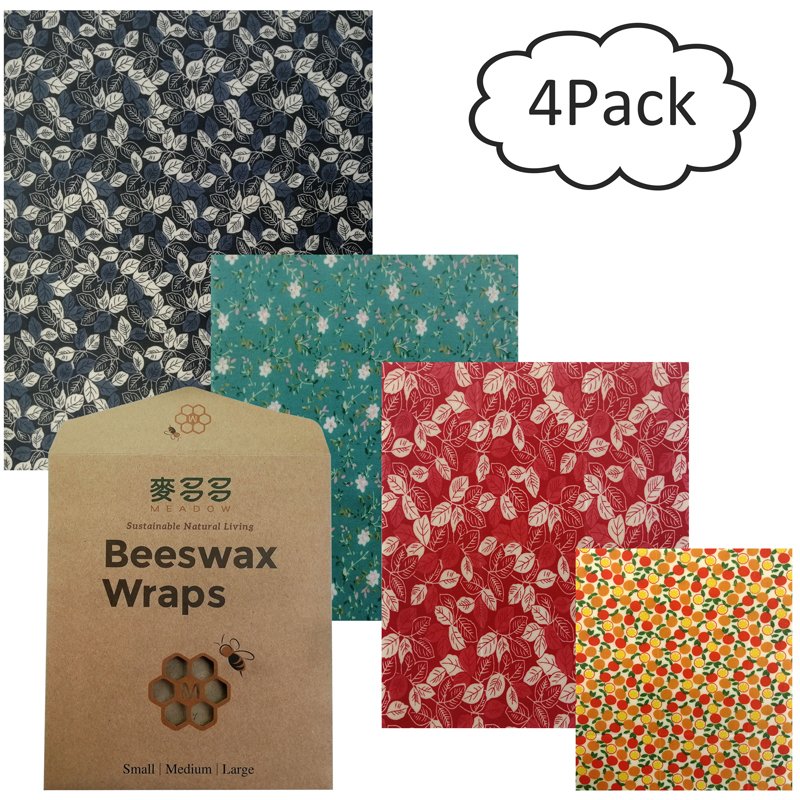 Eco friendly reusable biodegradable beeswax food storage wrap pack