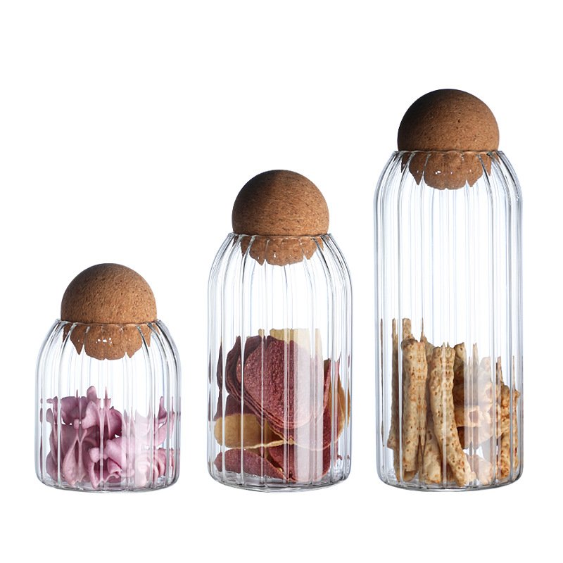 YOLOWE HOME Modern 3-Piece Glass Jar Set with Ball Plug Kitchen Organizer Storage Box for Coffee Beans & Food for Parties