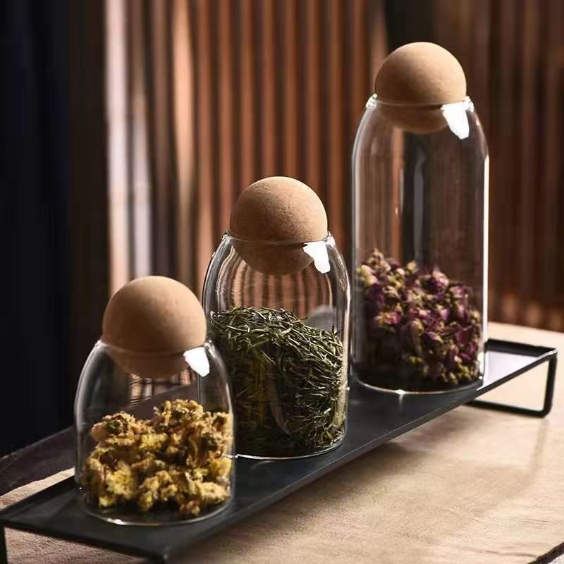 YOLOWE HOME Modern 3-Piece Glass Jar Set with Ball Plug Kitchen Organizer Storage Box for Coffee Beans & Food for Parties