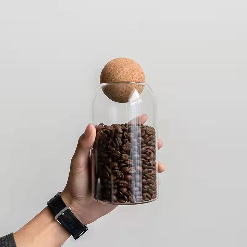 YOLOWE HOME Modern 3-Piece Glass Jar Set with Ball Plug Kitchen Organizer Storage Box for Coffee Beans & Food for Parties