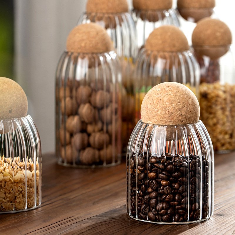 YOLOWE HOME Modern 3-Piece Glass Jar Set with Ball Plug Kitchen Organizer Storage Box for Coffee Beans & Food for Parties