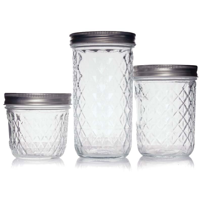 Fruit 8oz 16oz Empty Large Dry Wide Mouth Canning Food Storage Glass Mason Jar with Lids for Canning