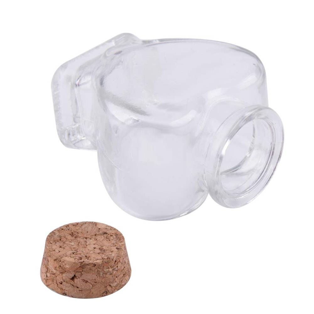 Heart Shaped Small clear Glass Jars with Cork Lids