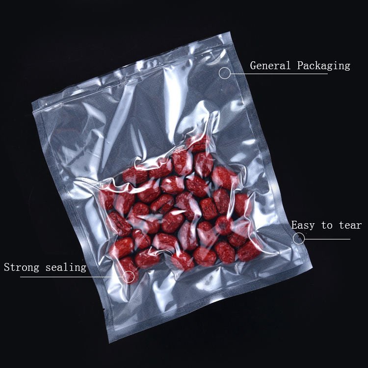 Custom reusable seal flat aluminium foil transparent plastic packaging bags food vacuum bag