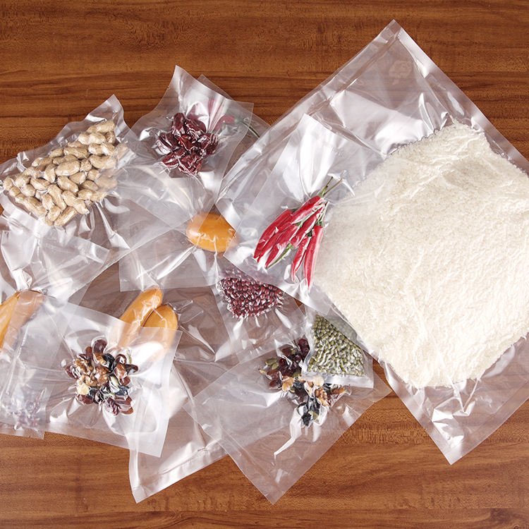 Custom reusable seal flat aluminium foil transparent plastic packaging bags food vacuum bag