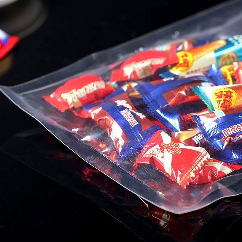 Custom reusable seal flat aluminium foil transparent plastic packaging bags food vacuum bag
