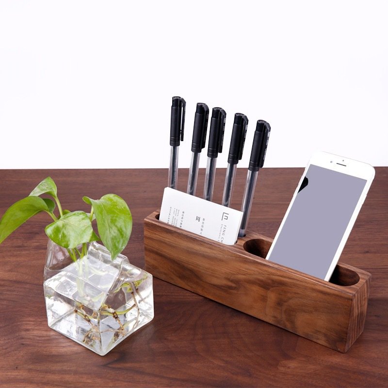 Wooden Pen Storage Box Convenient Name Card Wood Box in Storage Boxes & Bins Category