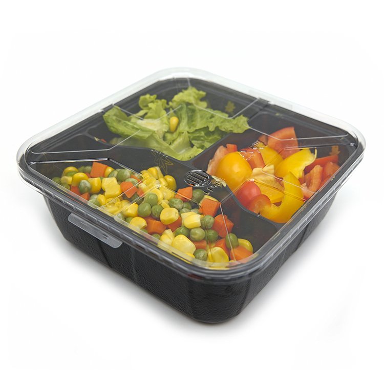 Source Factory Customization Microwable Plastic Disposable Square food Takeaway Tiffin Box With 3 Compartment