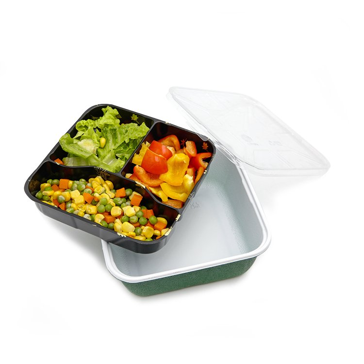 Source Factory Customization Microwable Plastic Disposable Square food Takeaway Tiffin Box With 3 Compartment