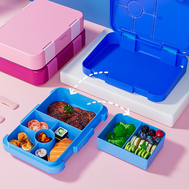 Wholesale custom leakproof tiffin lunch box school 6 compartment storage boxes tritan bento lunch box for kids